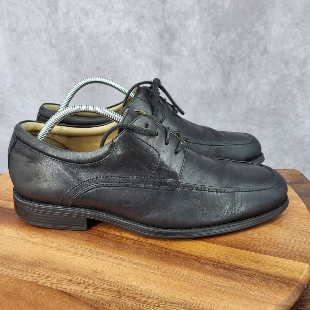 Johnston & Murphy Oxford Shoes Mens 10 Black Leather Derby Dress Shoes 20-7427